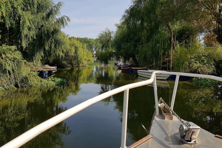 a lake and a boat